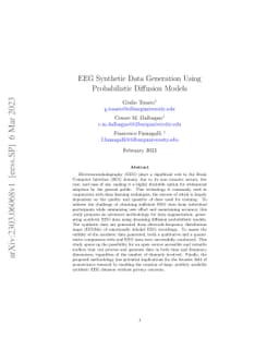 EEG Synthetic Data Generation Using Probabilistic Diffusion Models