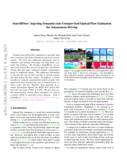 SemARFlow: Injecting Semantics into Unsupervised Optical Flow Estimation
  for Autonomous Driving
