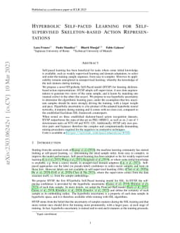HYperbolic Self-Paced Learning for Self-Supervised Skeleton-based Action
  Representations