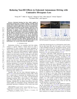 Reducing Non-IID Effects in Federated Autonomous Driving with
  Contrastive Divergence Loss