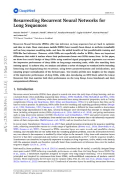Resurrecting Recurrent Neural Networks for Long Sequences
