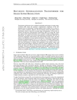 Recursive Generalization Transformer for Image Super-Resolution
