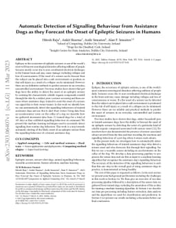 Automatic Detection of Signalling Behaviour from Assistance Dogs as they
  Forecast the Onset of Epileptic Seizures in Humans