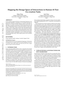 Mapping the Design Space of Interactions in Human-AI Text Co-creation
  Tasks