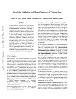 Knowledge Distillation for Efficient Sequences of Training Runs