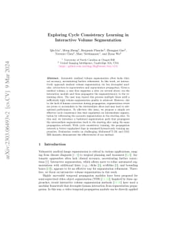Exploring Cycle Consistency Learning in Interactive Volume Segmentation