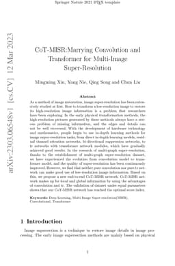 CoT-MISR:Marrying Convolution and Transformer for Multi-Image
  Super-Resolution