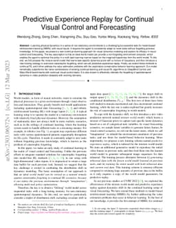 Predictive Experience Replay for Continual Visual Control and
  Forecasting