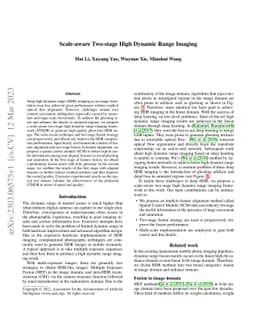 Scale-aware Two-stage High Dynamic Range Imaging