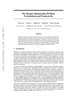 The Planner Optimization Problem: Formulations and Frameworks