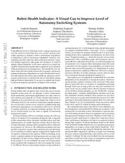 Robot Health Indicator: A Visual Cue to Improve Level of Autonomy
  Switching Systems