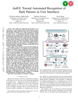 AidUI: Toward Automated Recognition of Dark Patterns in User Interfaces