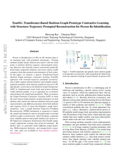 TranSG: Transformer-Based Skeleton Graph Prototype Contrastive Learning
  with Structure-Trajectory Prompted Reconstruction for Person
  Re-Identification