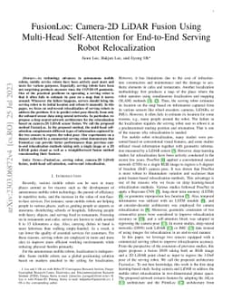 FusionLoc: Camera-2D LiDAR Fusion Using Multi-Head Self-Attention for
  End-to-End Serving Robot Relocalization
