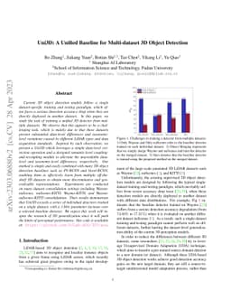 Uni3D: A Unified Baseline for Multi-dataset 3D Object Detection