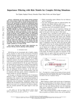 Importance Filtering with Risk Models for Complex Driving Situations
