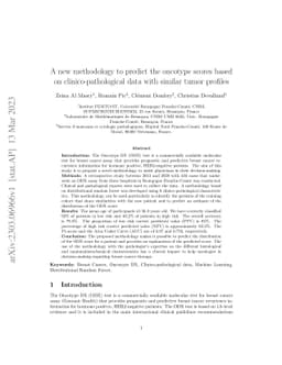 A new methodology to predict the oncotype scores based on
  clinico-pathological data with similar tumor profiles
