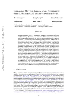 Improving Mutual Information Estimation with Annealed and Energy-Based
  Bounds