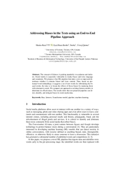 Addressing Biases in the Texts using an End-to-End Pipeline Approach