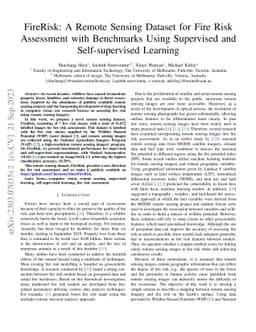FireRisk: A Remote Sensing Dataset for Fire Risk Assessment with
  Benchmarks Using Supervised and Self-supervised Learning