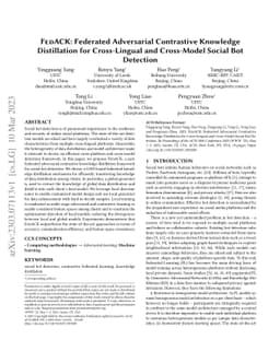 FedACK: Federated Adversarial Contrastive Knowledge Distillation for
  Cross-Lingual and Cross-Model Social Bot Detection