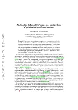 Amélioration de la qualité dímages avec un algorithme
  dóptimisation inspirée par la nature