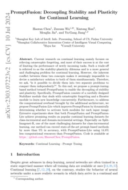 PromptFusion: Decoupling Stability and Plasticity for Continual Learning