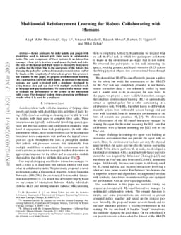 Multimodal Reinforcement Learning for Robots Collaborating with Humans