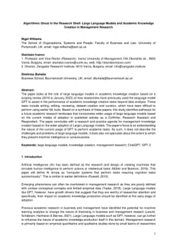 Algorithmic Ghost in the Research Shell: Large Language Models and
  Academic Knowledge Creation in Management Research