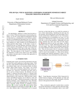 Polar-VQA: Visual Question Answering on Remote Sensed Ice sheet Imagery
  from Polar Region