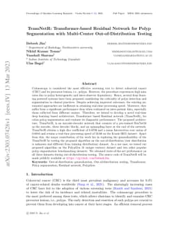 TransNetR: Transformer-based Residual Network for Polyp Segmentation
  with Multi-Center Out-of-Distribution Testing