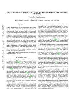 Online Binaural Speech Separation of Moving Speakers With a Wavesplit
  Network