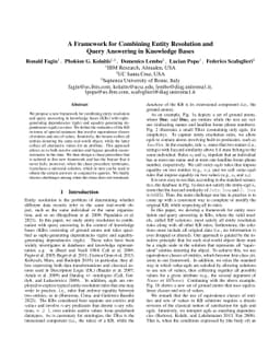 A Framework for Combining Entity Resolution and Query Answering in
  Knowledge Bases