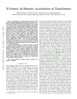 X-Former: In-Memory Acceleration of Transformers