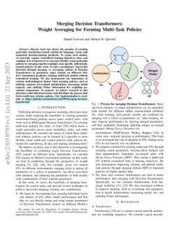 Merging Decision Transformers: Weight Averaging for Forming Multi-Task
  Policies