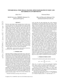 Towards Real-Time Single-Channel Speech Separation in Noisy and
  Reverberant Environments
