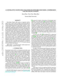 A Contrastive Knowledge Transfer Framework for Model Compression and
  Transfer Learning