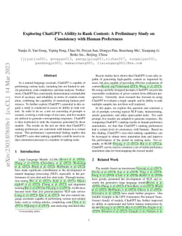 Exploring ChatGPT's Ability to Rank Content: A Preliminary Study on
  Consistency with Human Preferences