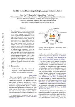 The Life Cycle of Knowledge in Big Language Models: A Survey