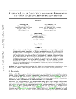 Kullback-Leibler Divergence and Akaike Information Criterion in General
  Hidden Markov Models