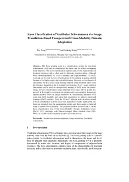 Koos Classification of Vestibular Schwannoma via Image Translation-Based
  Unsupervised Cross-Modality Domain Adaptation