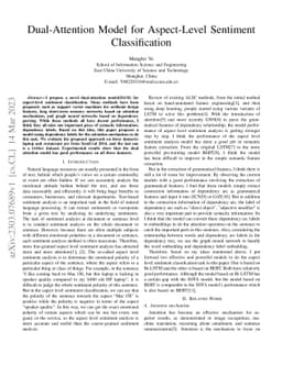 Dual-Attention Model for Aspect-Level Sentiment Classification