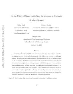 On the Utility of Equal Batch Sizes for Inference in Stochastic Gradient
  Descent