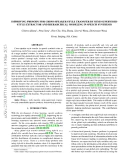 Improving Prosody for Cross-Speaker Style Transfer by Semi-Supervised
  Style Extractor and Hierarchical Modeling in Speech Synthesis