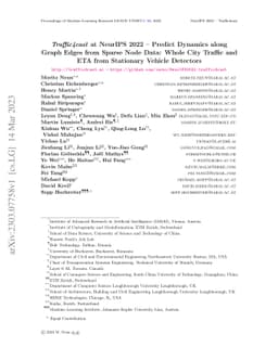 Traffic4cast at NeurIPS 2022 -- Predict Dynamics along Graph Edges from
  Sparse Node Data: Whole City Traffic and ETA from Stationary Vehicle
  Detectors