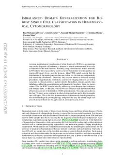 Imbalanced Domain Generalization for Robust Single Cell Classification
  in Hematological Cytomorphology