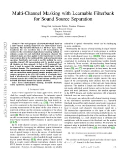Multi-Channel Masking with Learnable Filterbank for Sound Source
  Separation