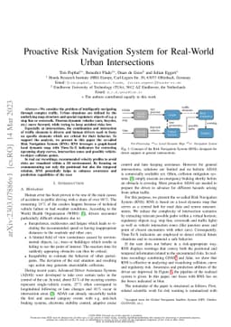 Proactive Risk Navigation System for Real-World Urban Intersections