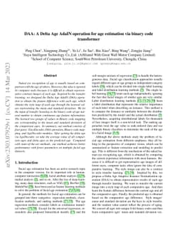 DAA: A Delta Age AdaIN operation for age estimation via binary code
  transformer