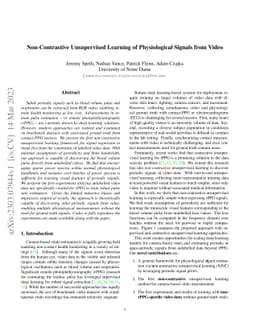 Non-Contrastive Unsupervised Learning of Physiological Signals from
  Video